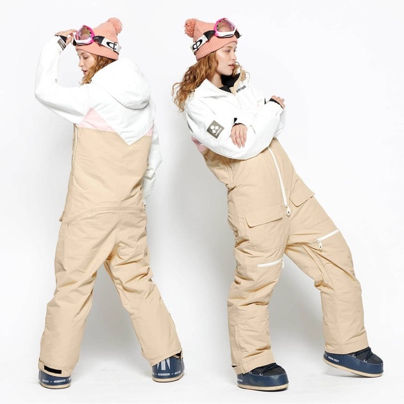 NWT Free People X ONESKEE Stone/Pink/White Mark VI Snow Suit S/M Z534 - Picture 2 of 6